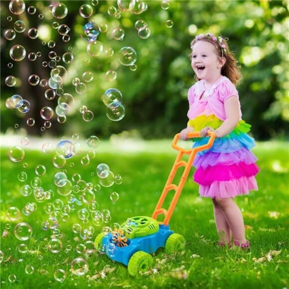 Lydaz Bubble Lawn Mower for Toddlers 1-3, Kids Bubble Blower Maker Machine, - Picture 2 of 7